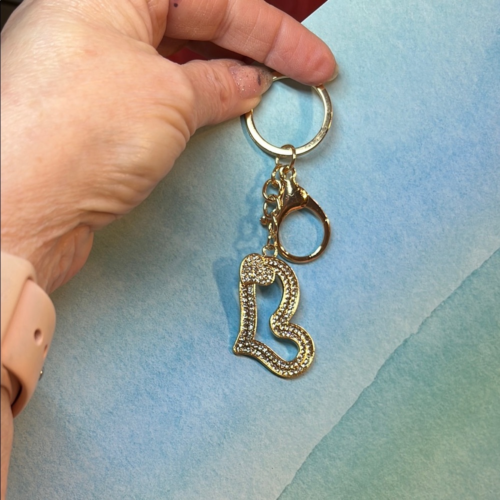 Gold & Rhinestone Heart Key Chain - Picture 3 of 3